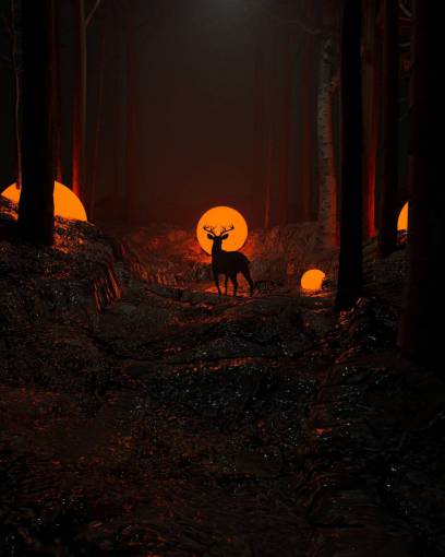 animal face outdoors forest night nature deer