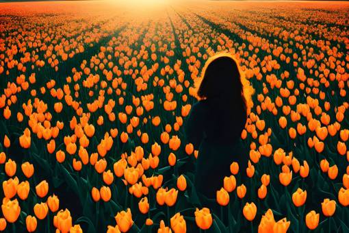 nature woman;tulip field flower summer women outdoors tulip