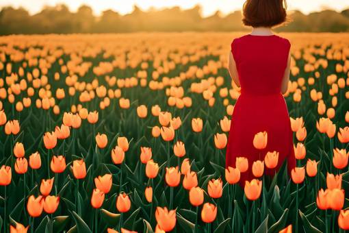 summer women nature flower outdoors woman;tulip field grass