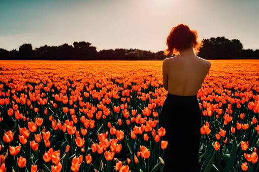tulip nature flower summer outdoors woman;tulip field women