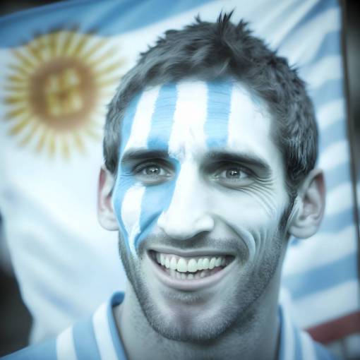 mid Argentina Soccer Supporter Portrait