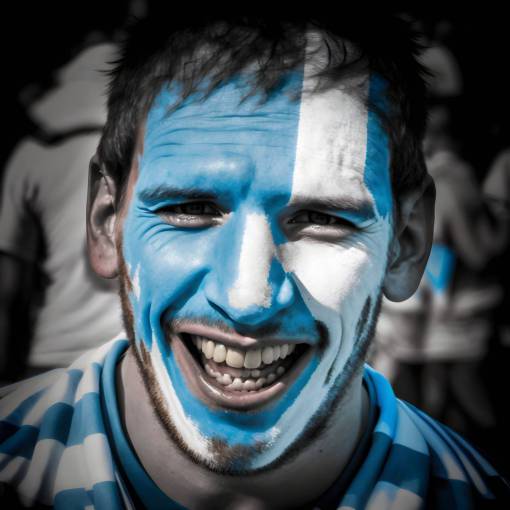 mid Argentina Soccer Supporter Portrait