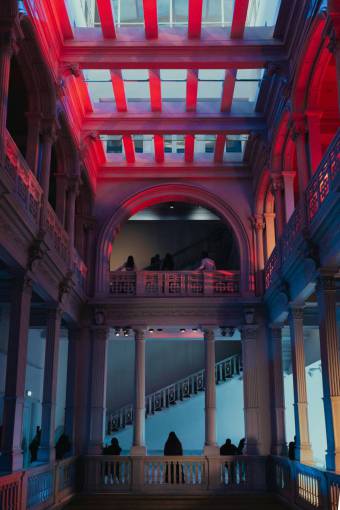 famous-place indoors architecture built structure purple;interior;building;Architecture famous place architectural column night