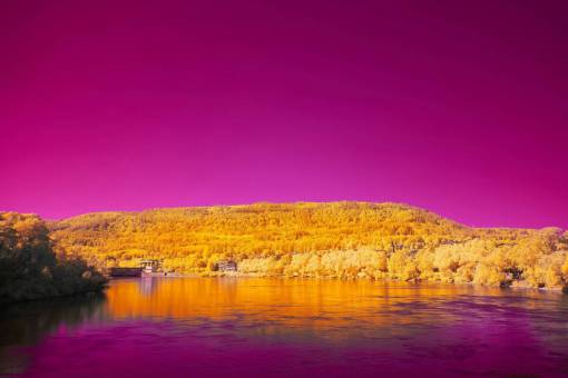 al aire libre naturaleza púrpura; paisaje; cámara térmica al aire libre reflexión puesta de sol paisaje agua