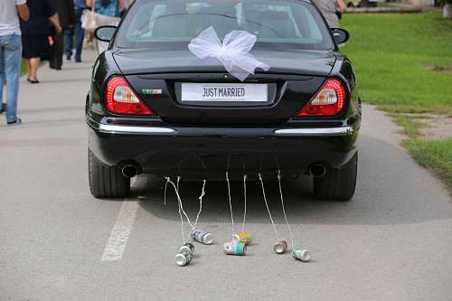 sedan crowd marriage married luxury transportation sedan transport vehicle