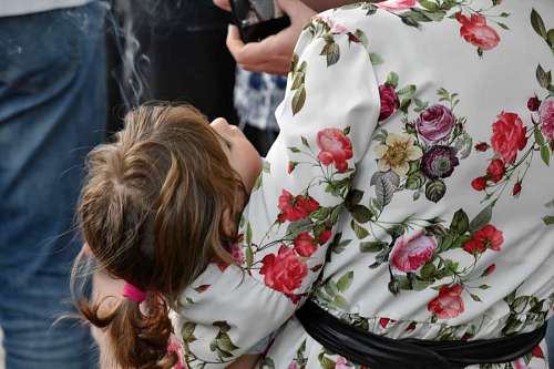 motherhood sleeping daughter flower woman nature motherhood child