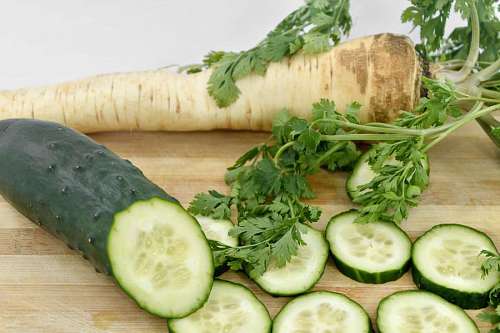 parsley garnish cucumber salad healthy vegetables diet produce health vegetable root  radish organic fresh