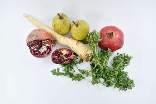 section cross fruit pear pomegranate vegetable still seed parsley meal
