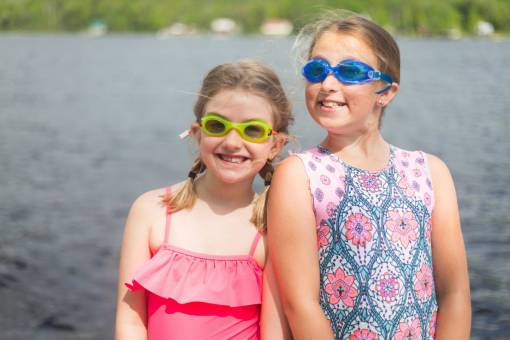sister kids  swimming  outdoors  water  lake  girls  sisters
