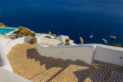 yacht Santorini  Greece  amazing  view  steps  stairs  blue
