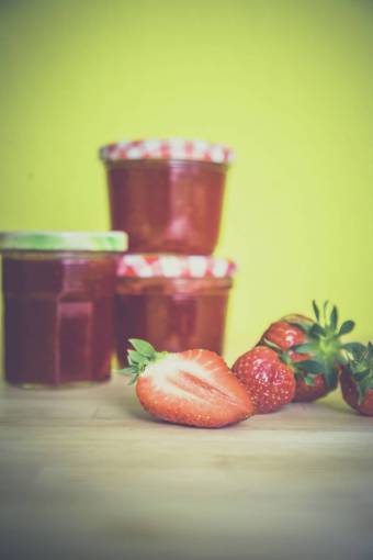 strawberry  fruit  food  dessert  jam  product  glass