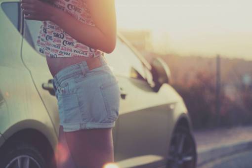 shorts woman  jeans  short  car  vehicle  girl  female