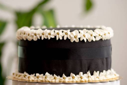 black-color Birthday cake with black icing