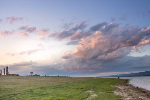 sunrise-dawn Landscape of Los Molinos Dam Lake in Cordoba Province, Argentina