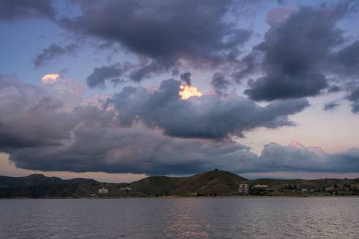 sunrise-dawn Landscape of Los Molinos Dam Lake in Cordoba Province, Argentina