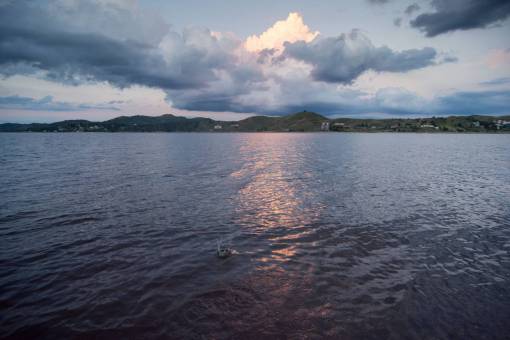 sunrise-dawn Landscape of Los Molinos Dam Lake in Cordoba Province, Argentina