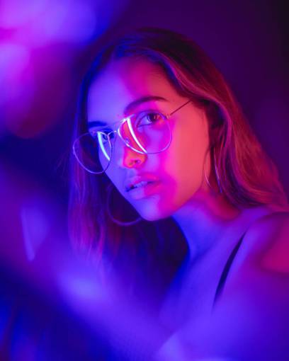 gafas retrato, de, un, mujer joven, con, anteojos