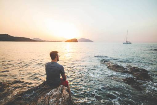 sailboat guy  man  people  sunset  dusk  sailboat  ocean