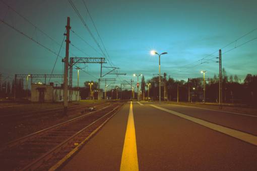 track-and-field road  street  railway  track  travel  transportation  dark