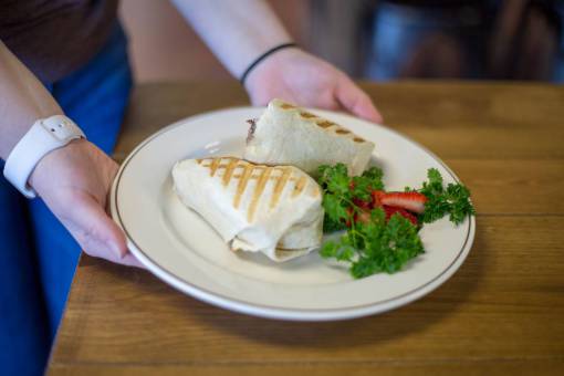 sandwich  plate  food  waitress  restaurant  lunch  grilled