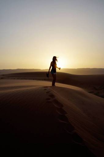 woman  girl  lady  people  stand  desert  dusk