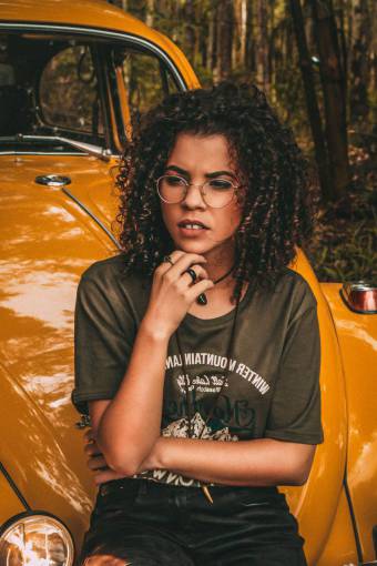 curl yellow  vintage  car  people  girl  curly  hair