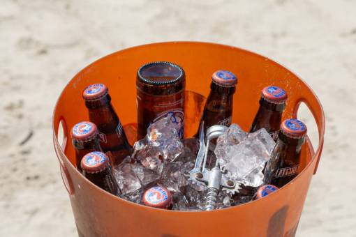 full-length Bucket with beers and ice
