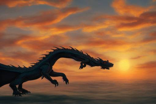 fantasia animal Un dragón dragón reptil naturaleza atardecer ilustración