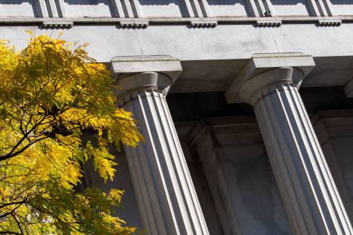 angle exterior  columns  city  building  structure  design  bank