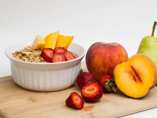 strawberries fruits  peach  pear  strawberry  strawberries  granola  yogurt