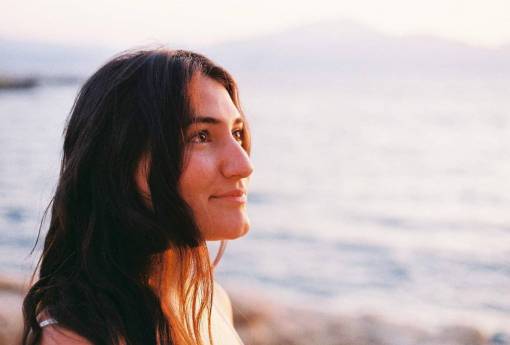 pelicula Chica Woman Portrait Sea Sun Grain Film