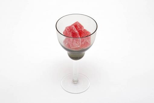 cristales mesa de cristal blanco rojo caramelo dulce