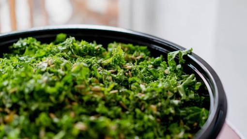 rizos ensalada de col rizada plato de comida dieta vegetales verdes