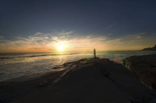 costa del mar gente, hombre, viaje, mar, océano, costa, amanecer