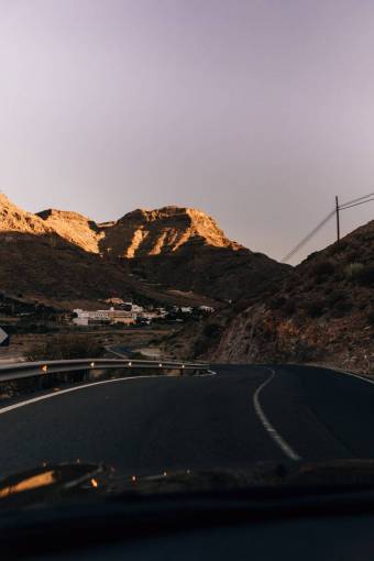 volcano road  exploration  car  travel  drive  adventure  sunset
