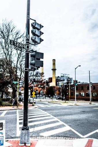 traffic  light  road  street  trees  view  blue