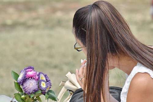 magnification fast pretty outdoors bouquet hairstyle eating gorgeous nature summer woman 