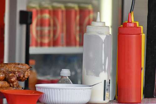 sausage fast sausage spice container breakfast  delicious bottle traditional plastic