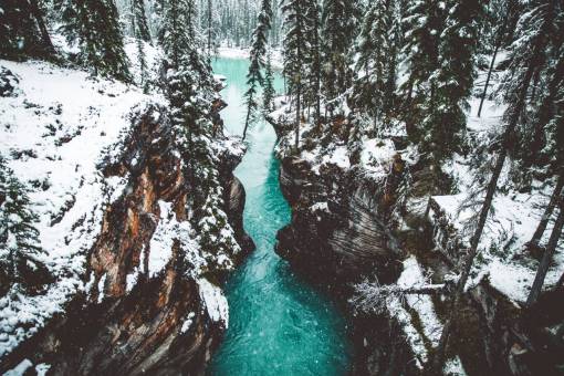 nevado Nieve invierno nevando cañón Athabasca cascadas cascada