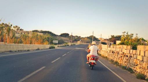 asphalt moped  road  man  alone  isolated  street  concrete