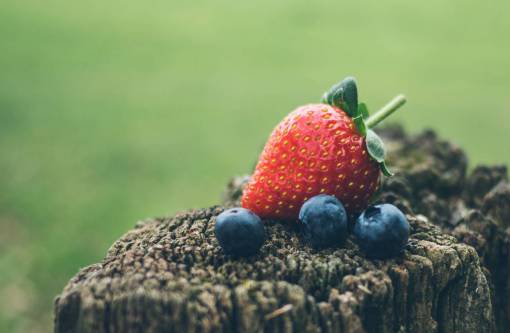 frutas fresa arándano frutas comida desenfoque madera