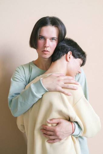love Portrait of a Transgender couple hugging