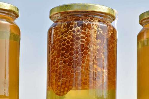 honey-bee honey honeycomb jar delicious cure nutrition ingredients traditional summer