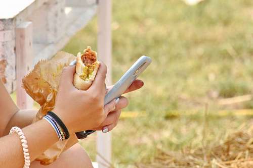 hay-field sandwich hay technology phone mobile outdoors nature woman kb