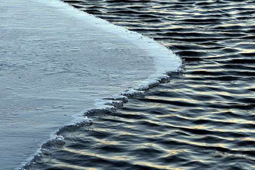 barrier water waves ice crystal cold horizon reflection winter sea barrier