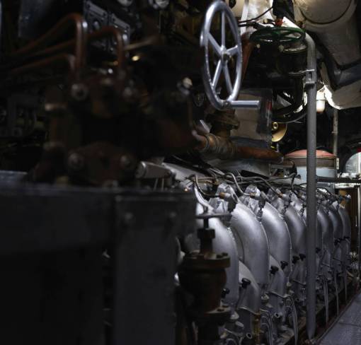 technology Engine room and engine of a submarine