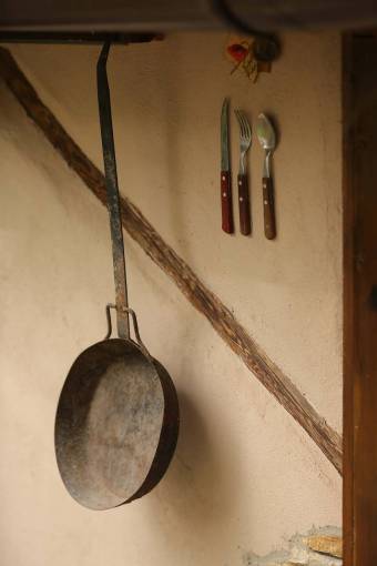 village spoon fork knife village kitchenware container pan hanging decorative 