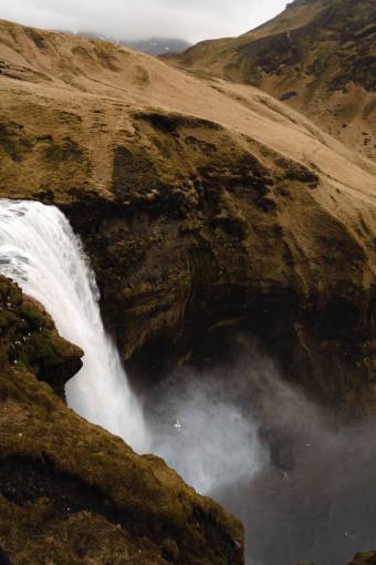 mist Waterfalls in Iceland Landscape