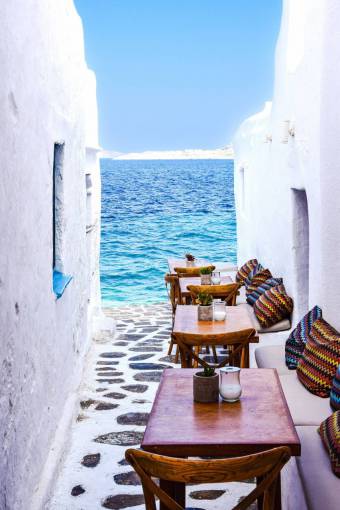 puebla Paisaje urbano de Santorini en Grecia