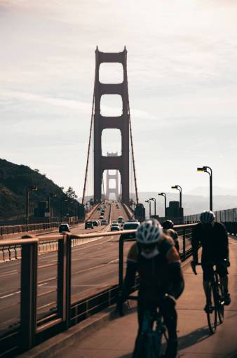 biking Golden Gate Bridge in San Francisco, USA 